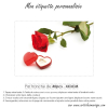 Etiquette rect coeur fleur rose
