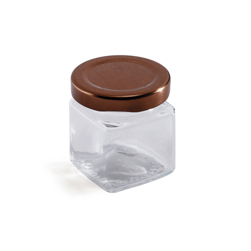 Pot carré en verre 100% recyclé avec bouchon liège