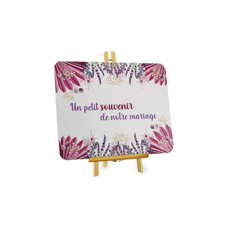 Plaque fleur lilas + Chevalet