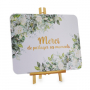 Plaque fleur rose + Chevalet